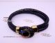 Perfect Replica High Quality Black Leather Mont Blanc Meisterstuck Bracelet - Gold Clasp (1)_th.jpg